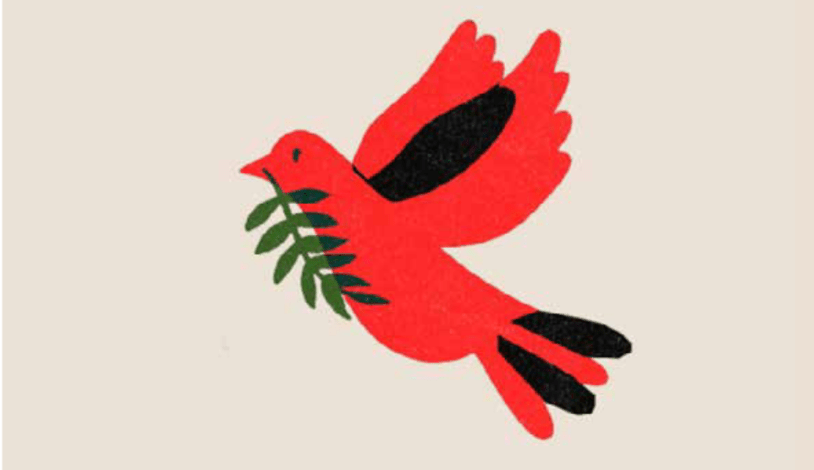 Friedenstaube in den Farben der palästinensischen Fahne